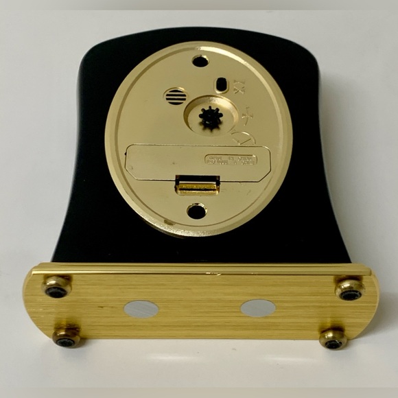 Vtg Howard Miller Glossy Black Gold Art Deco Roman Numeral Quartz Desk Clock - Picture 10 of 12